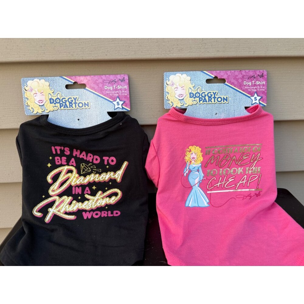 Set of 2 Doggy Dolly Parton Dog T-Shirts Size Small 10-15 Lbs Puppy Costume